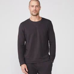 MONROW Supersoft Fleece Crew Neck Sweatshirt FADEDBLACK New